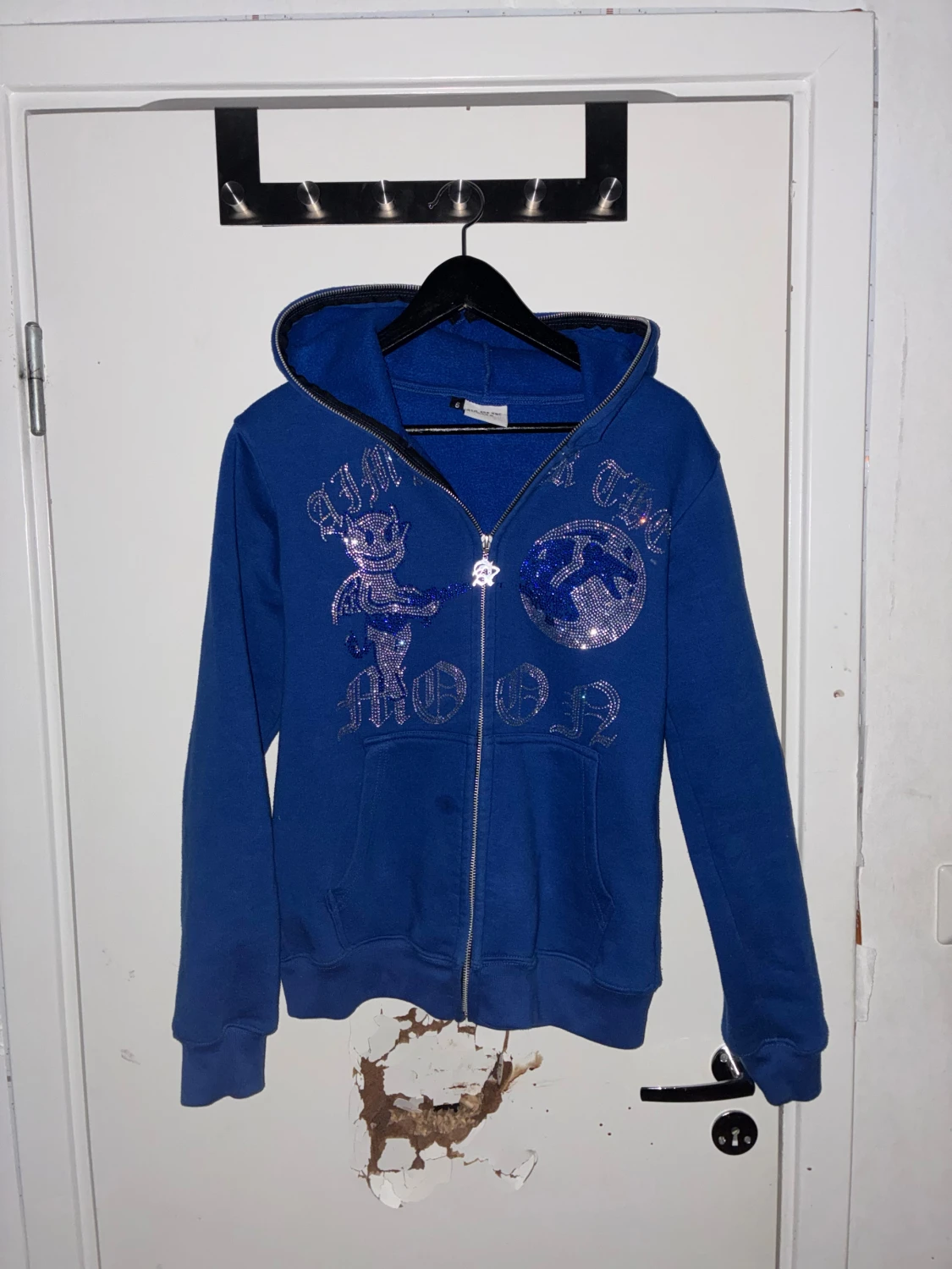 Blå hoodie Aim For The Moon S