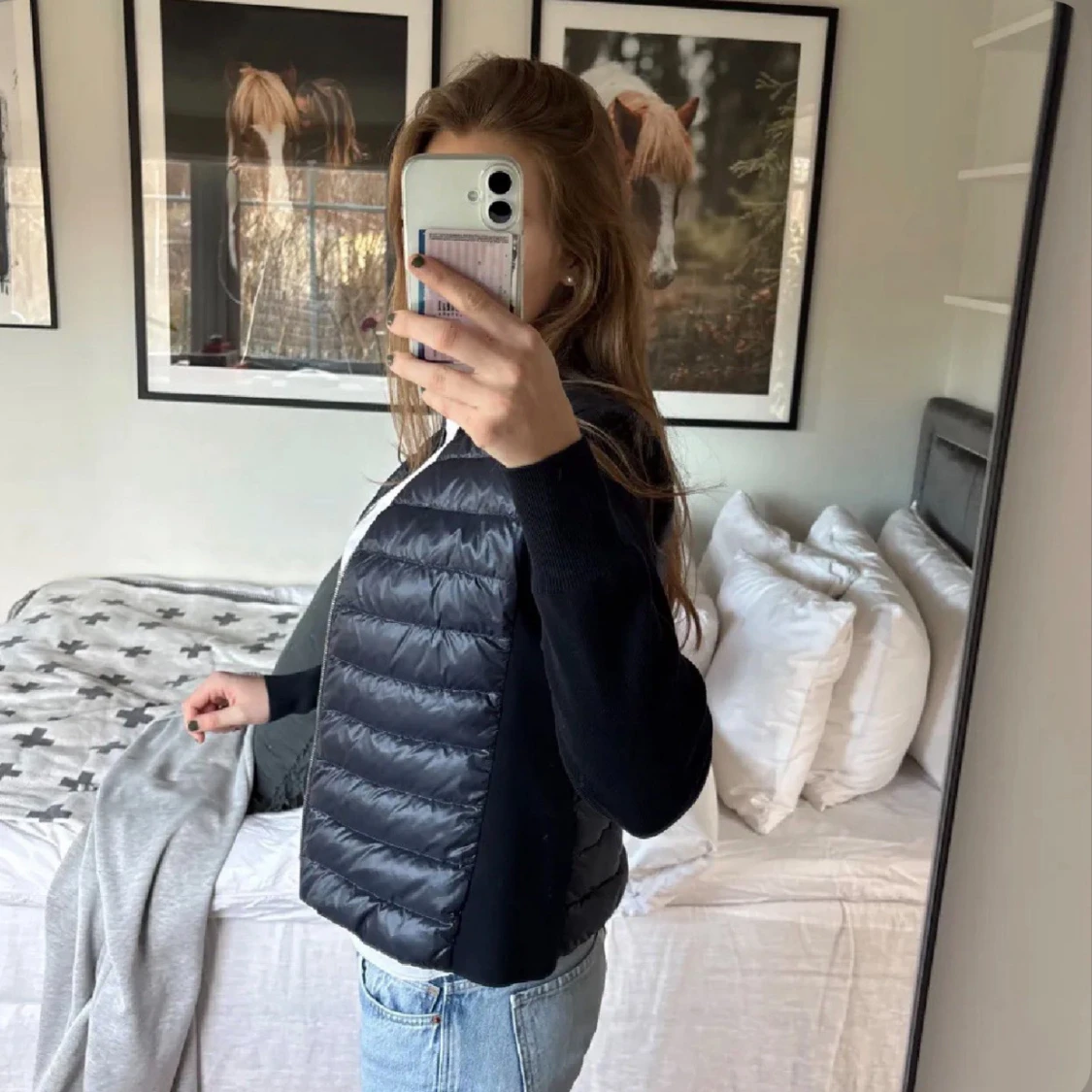 Svart Moncler pufferjacka med stickade ärmar - 2