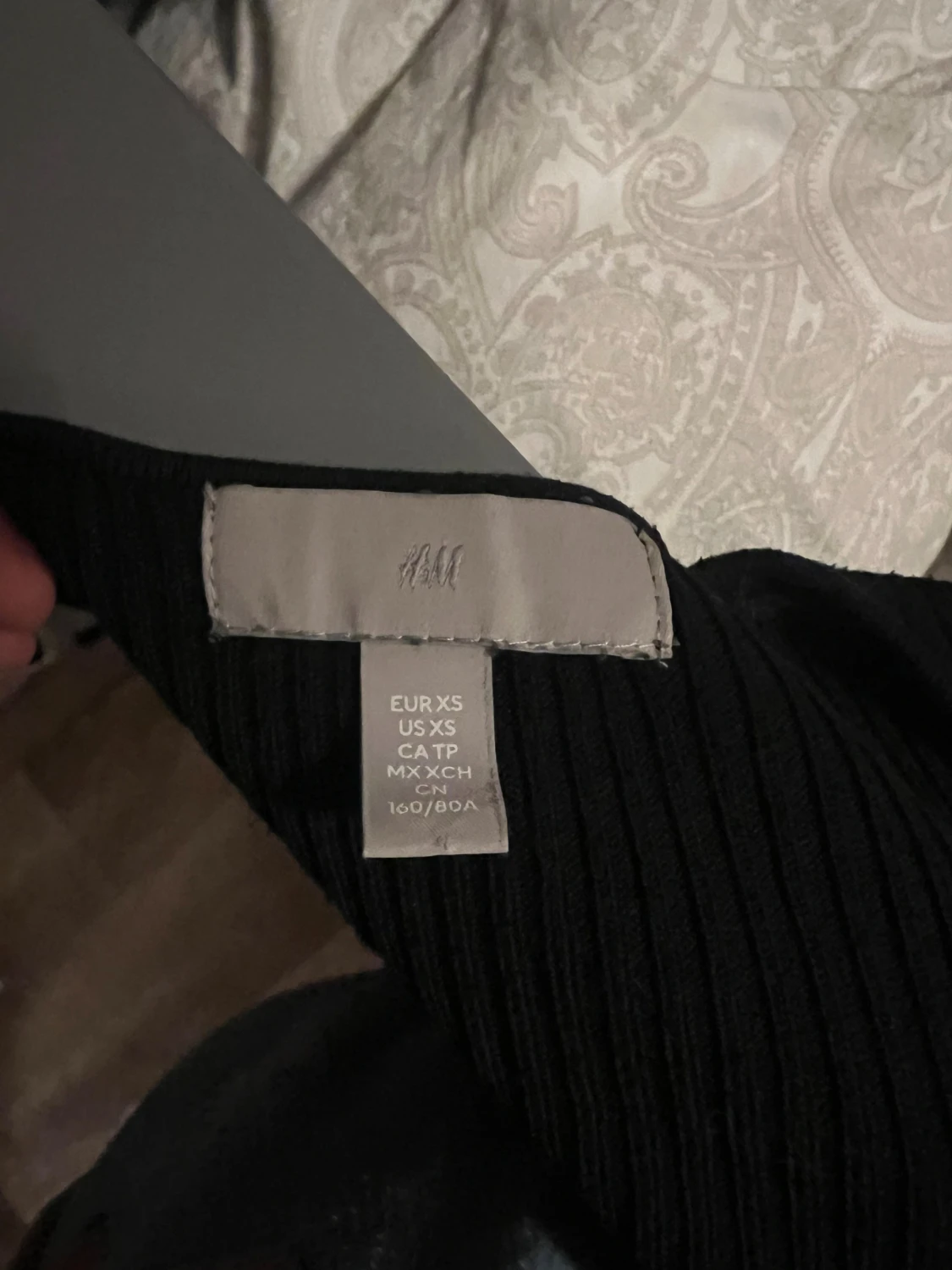 Svart ribbad långärmad topp H&M XS - 2