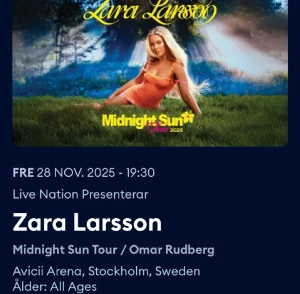 Ståplats Zara Larsson Stockholm  - Säljer en ståplats till Zara Larsson 28/11 💕#zaralarsson 