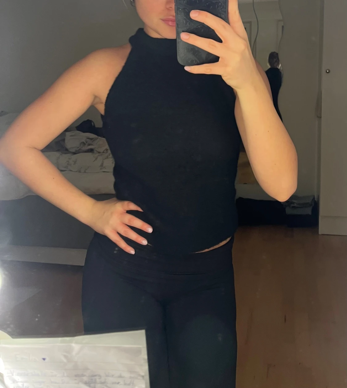 Svart fluffig polotopp - 2