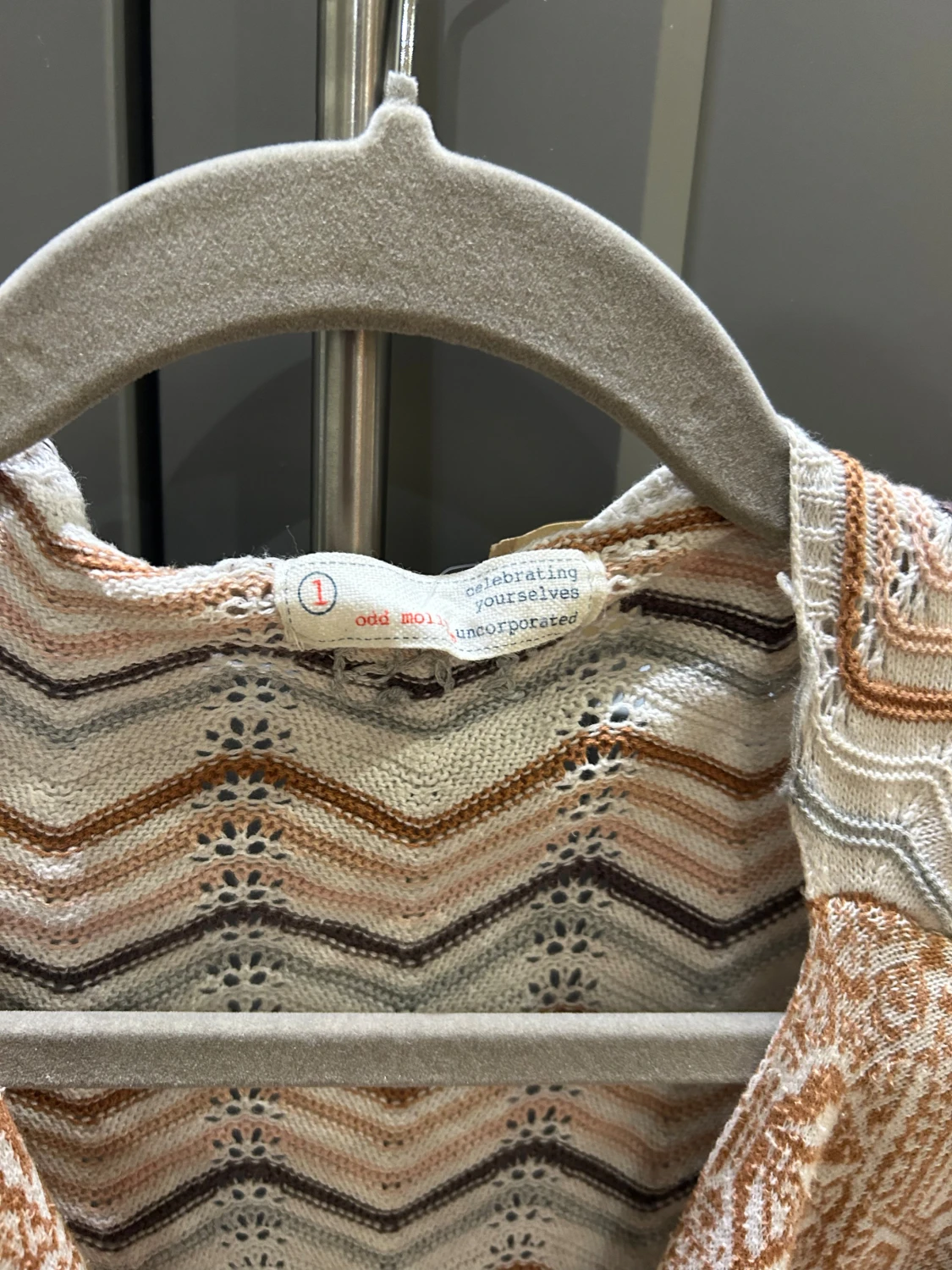 Odd Molly beige mönstrad kofta med bälte - 1