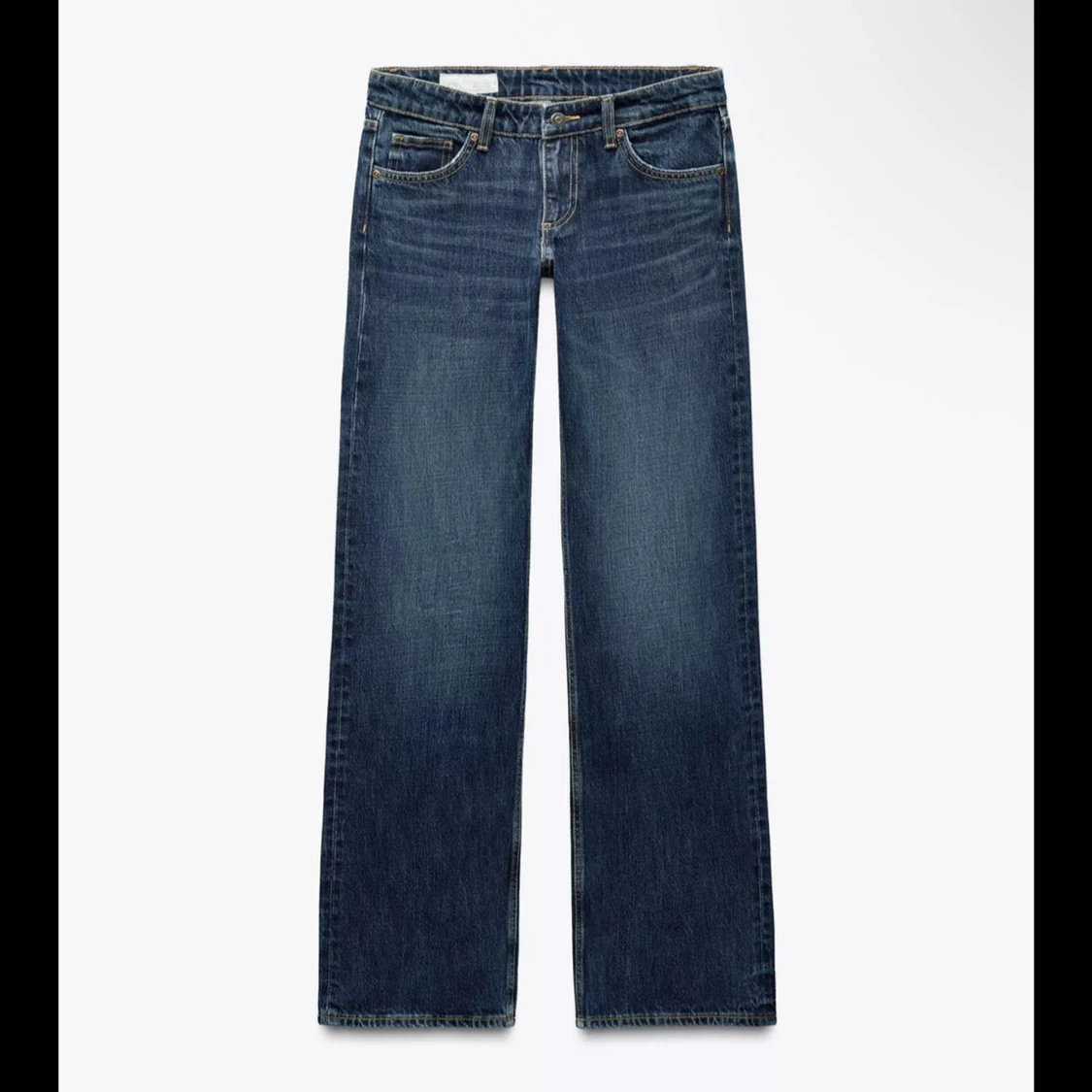 Mörkblå raka jeans med låg midja