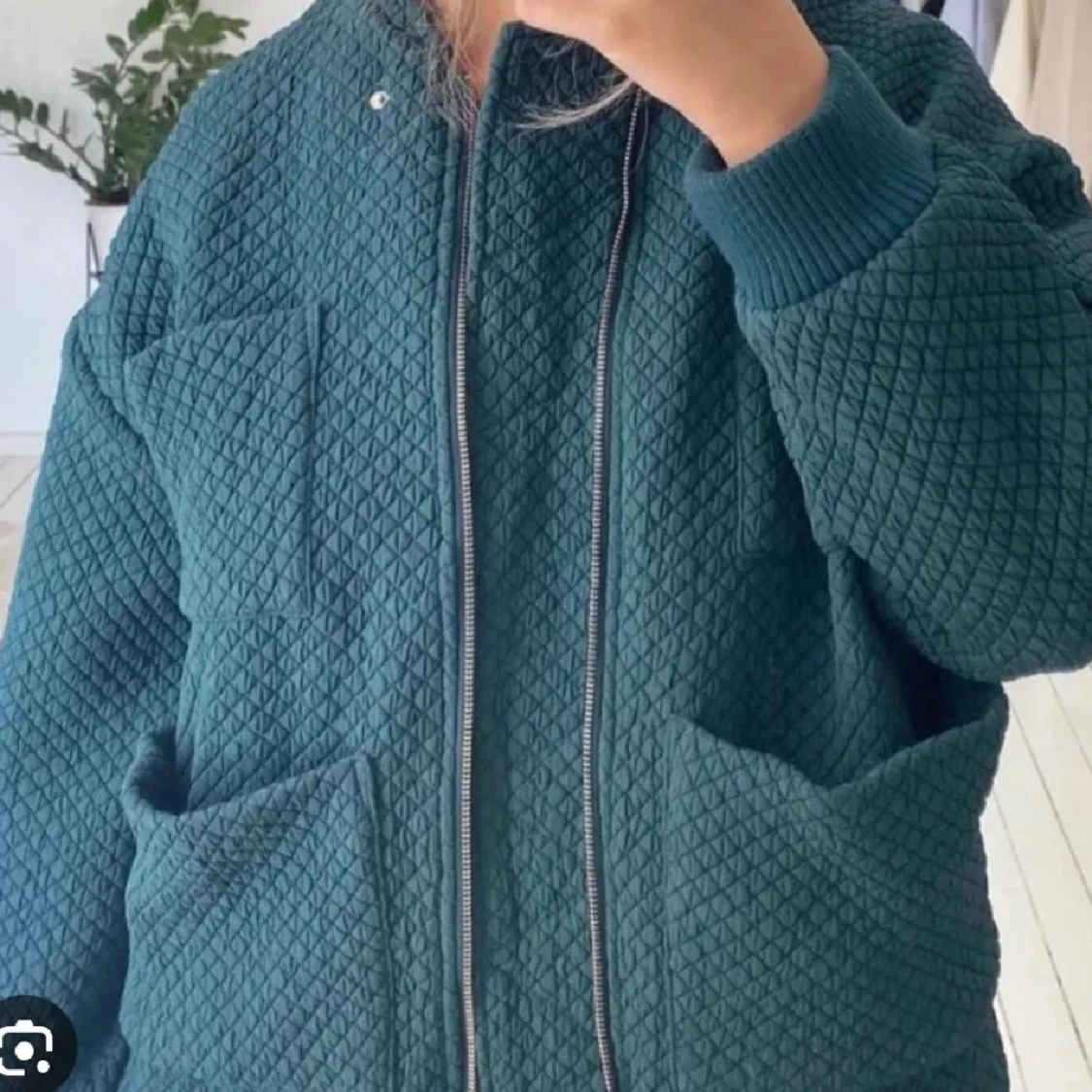 Quiltad grön bomberjacka oversized - 1