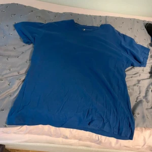 Blå t-shirt från Dressmann L - En basic blå t-shirt från Dressmann i storlek L. T-shirten har rund halsringning och klassisk passform. Tillverkad i mjuk bomull, perfekt för en chill och enkel stil.