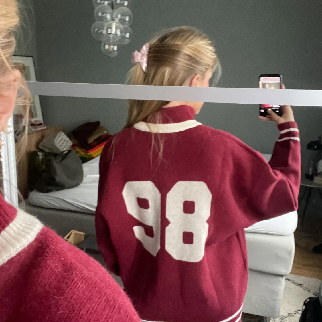 Vinröd cardigan jacka - 4