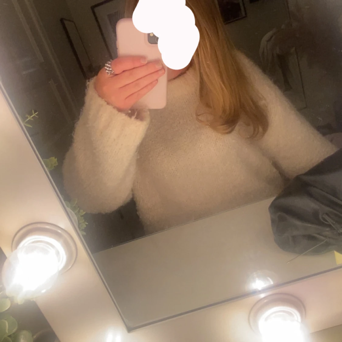 Mysig vit stickad tröja - 1