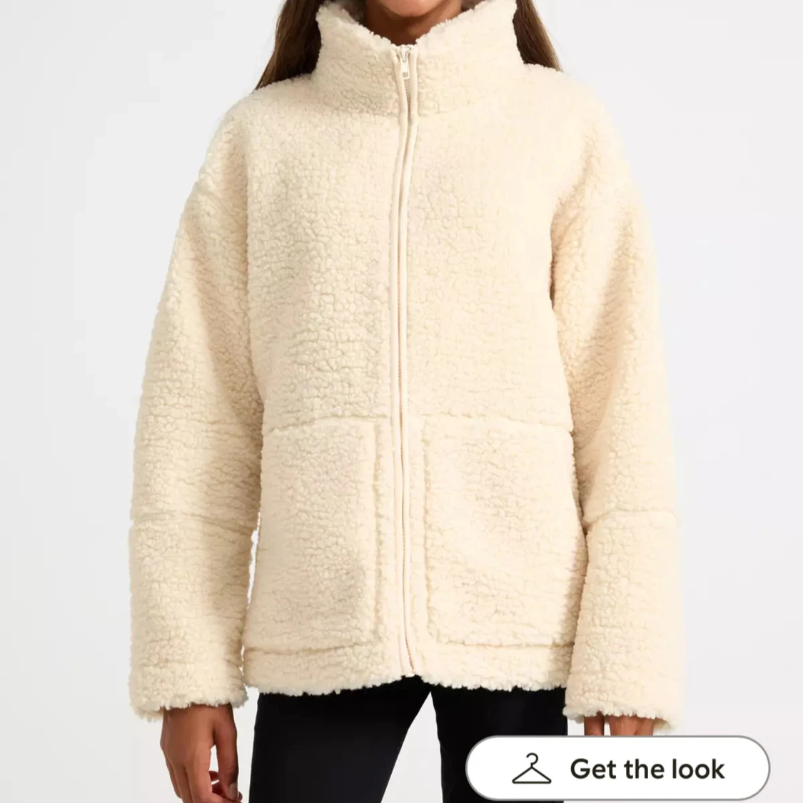 SVART teddyjacka med dragkedja