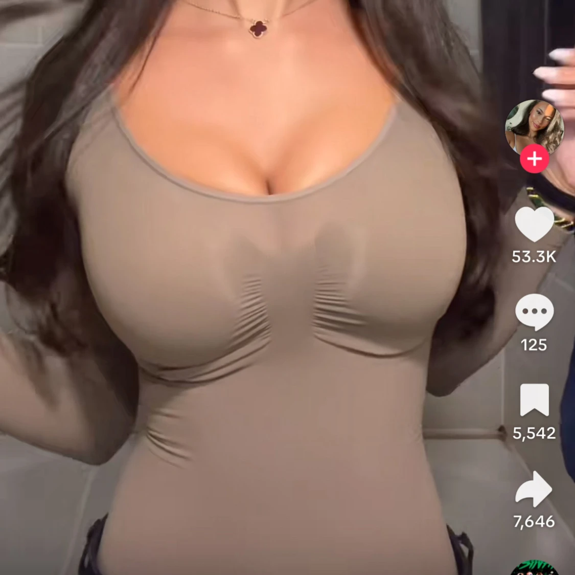 Beige långärmad body - 1