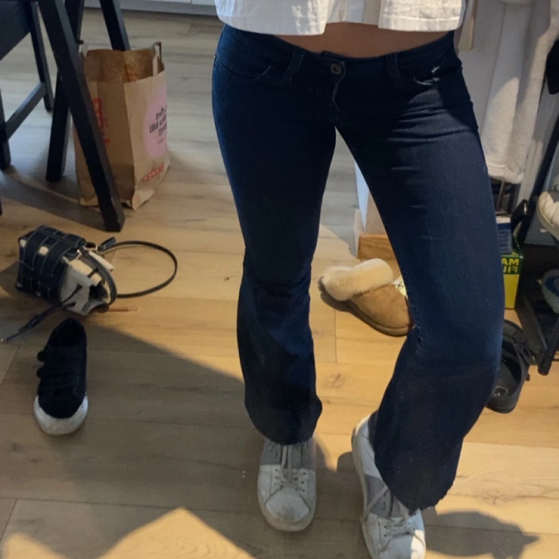 Mörkblå low waist bootcut - 2