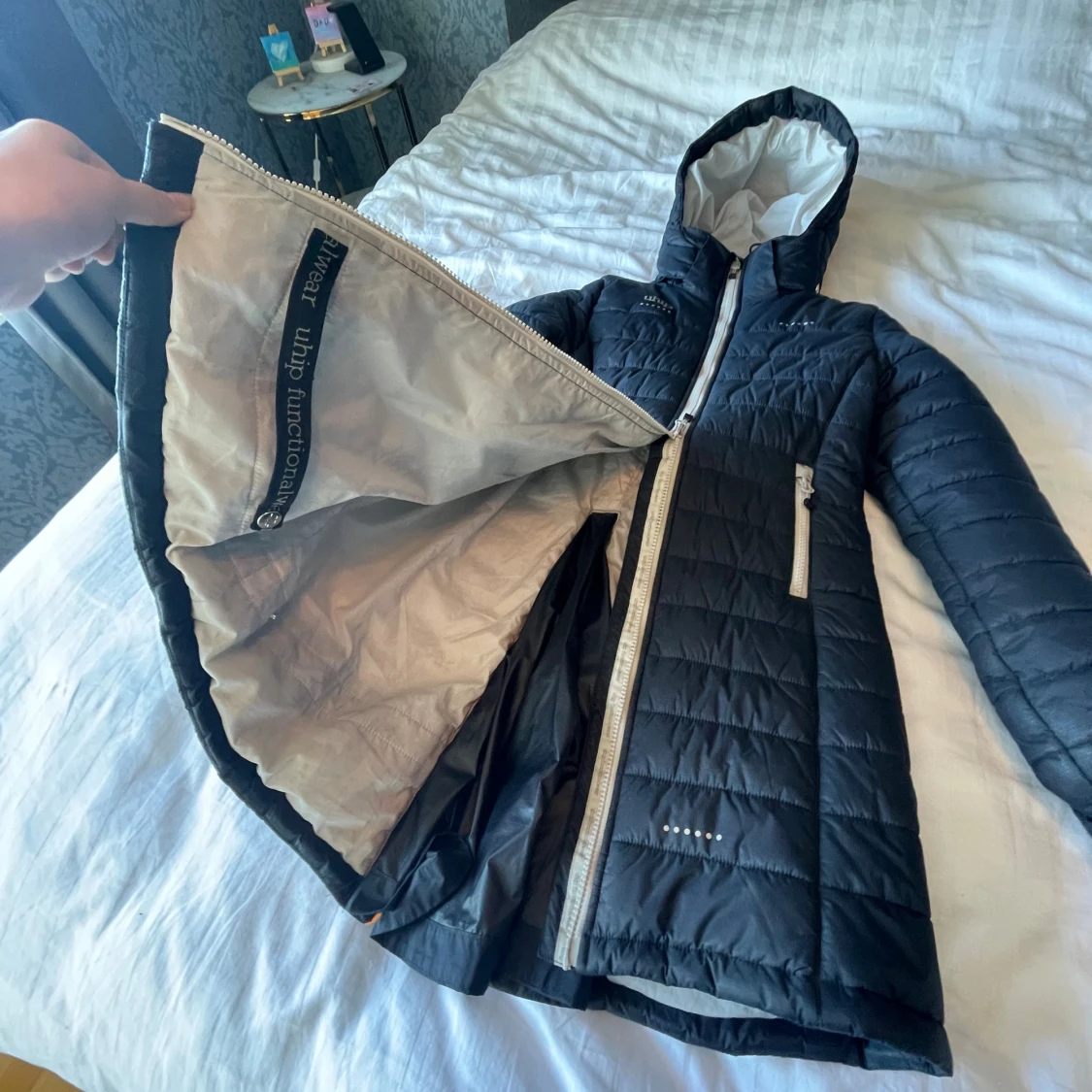 Marinblå lång ridjacka från Uhip - 4