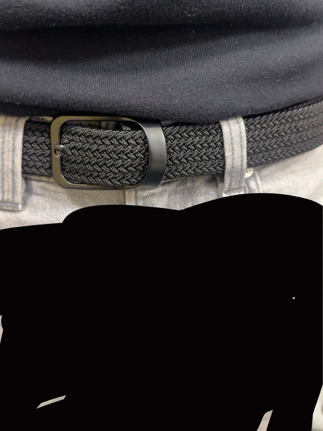Svart flätat bälte med metallspänne - 2
