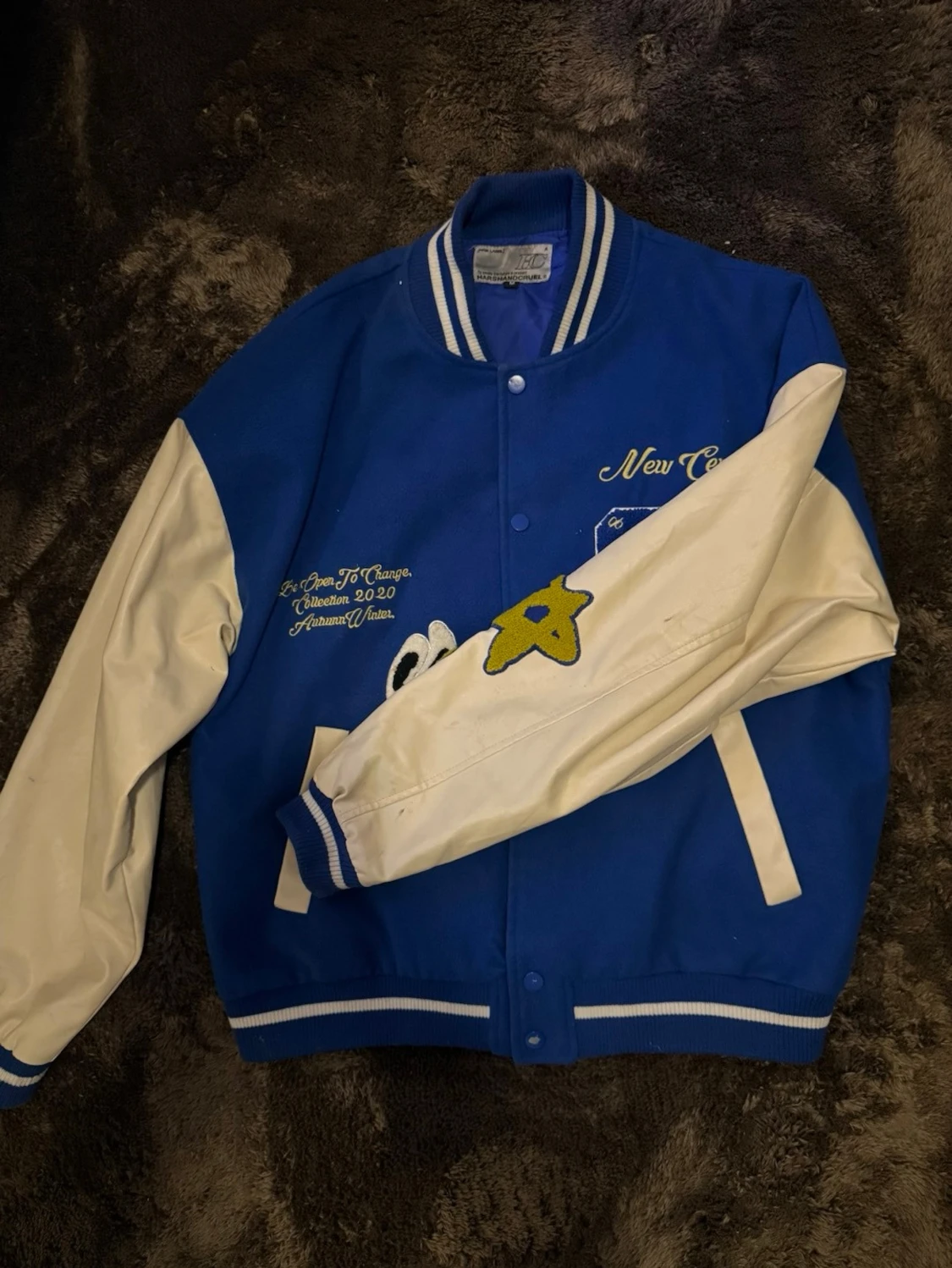 Blå och vit bomberjacka med broderi 48 M - 1