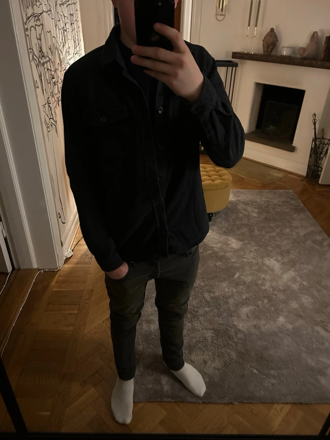 Svart overshirt med knappar - 2