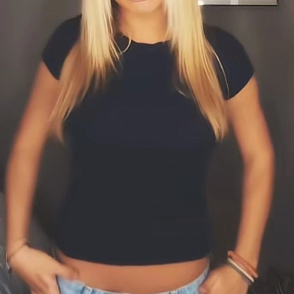 Blå tight kortärmad topp