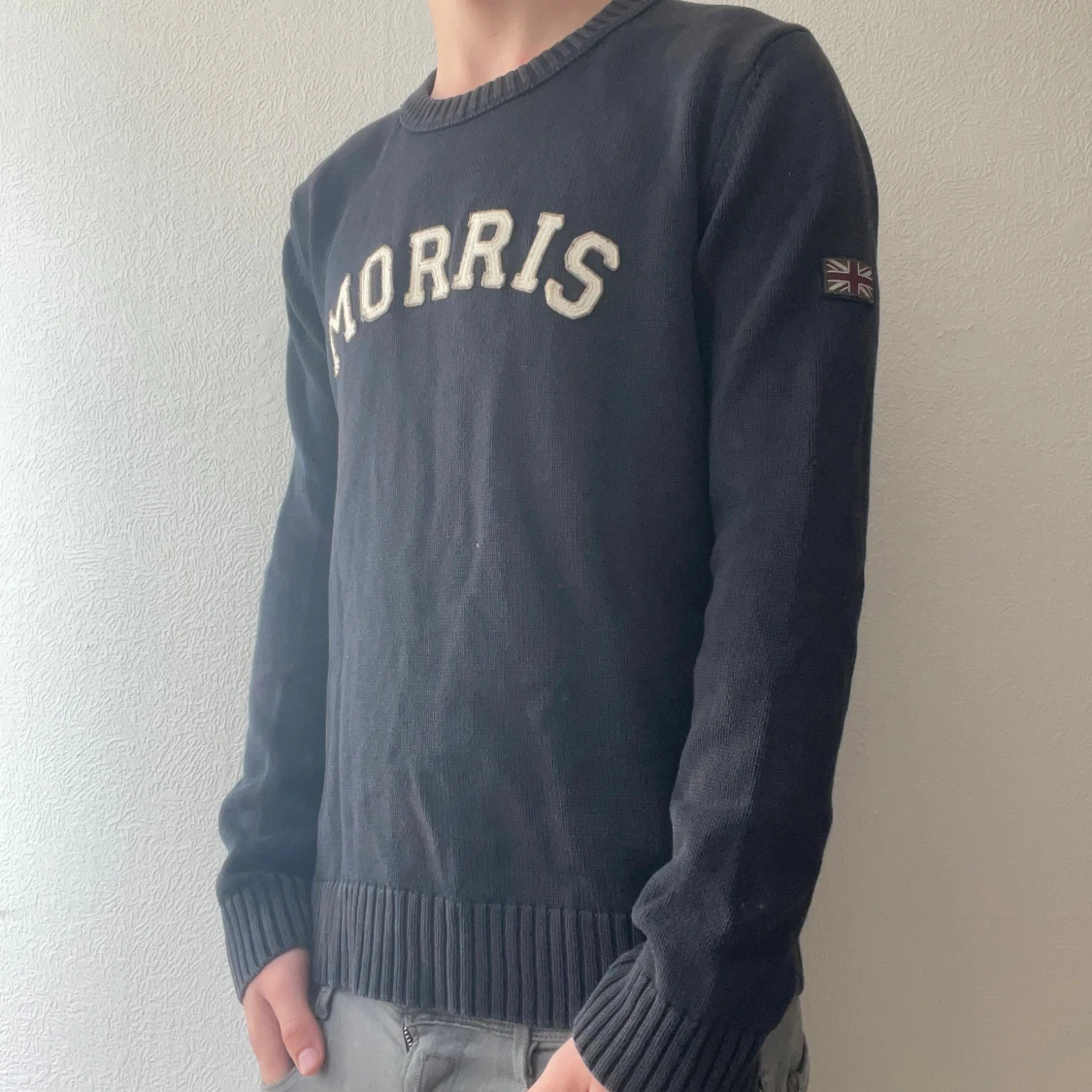 Mörkblå stickad tröja Morris - 1