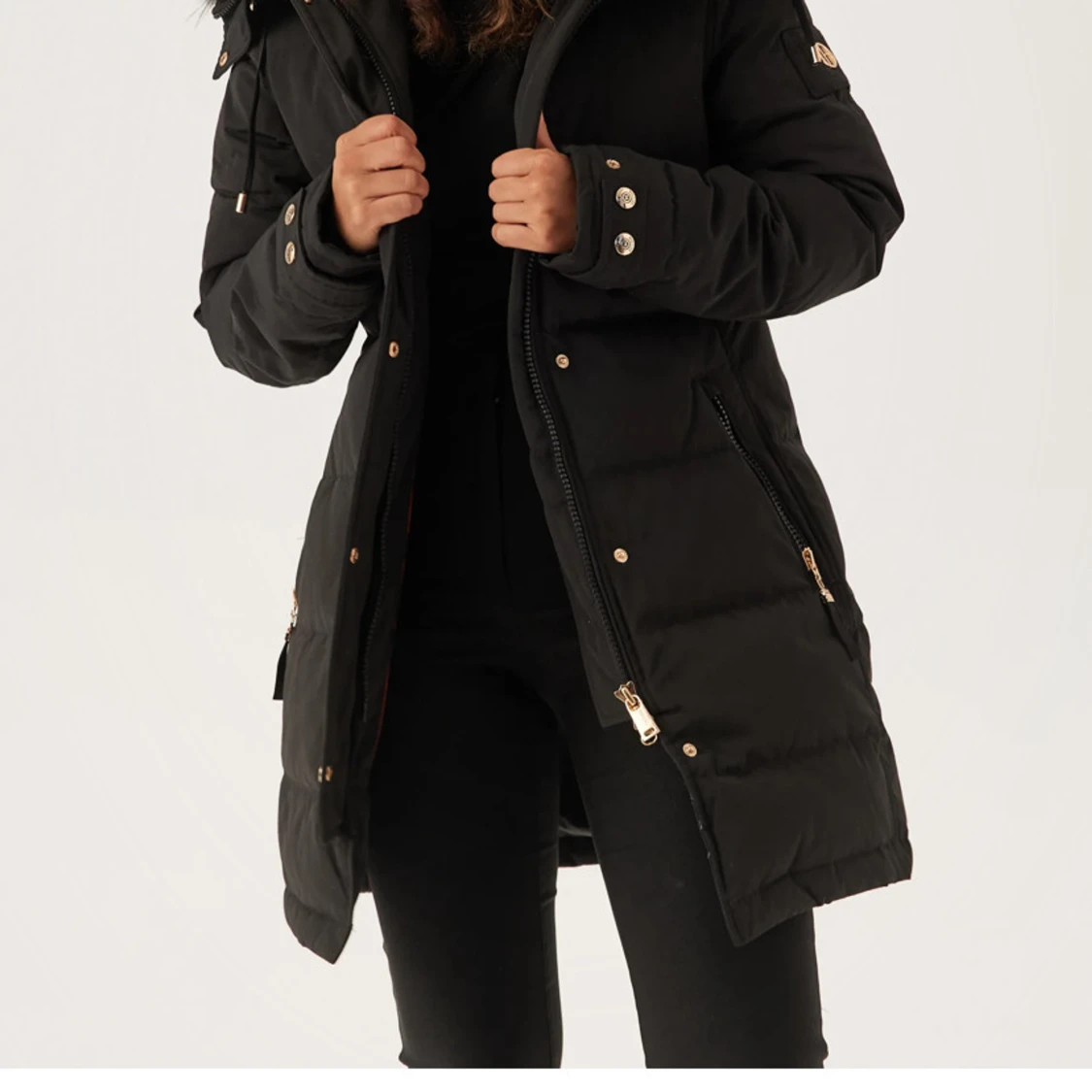 Svart lång dunjacka från Hollies - 1