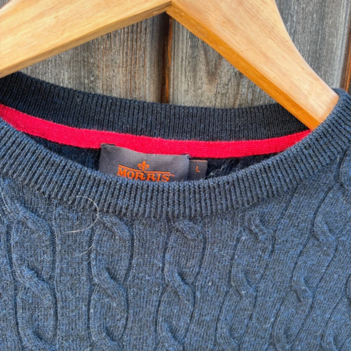 Mörkblå kabelstickad tröja Morris - 2