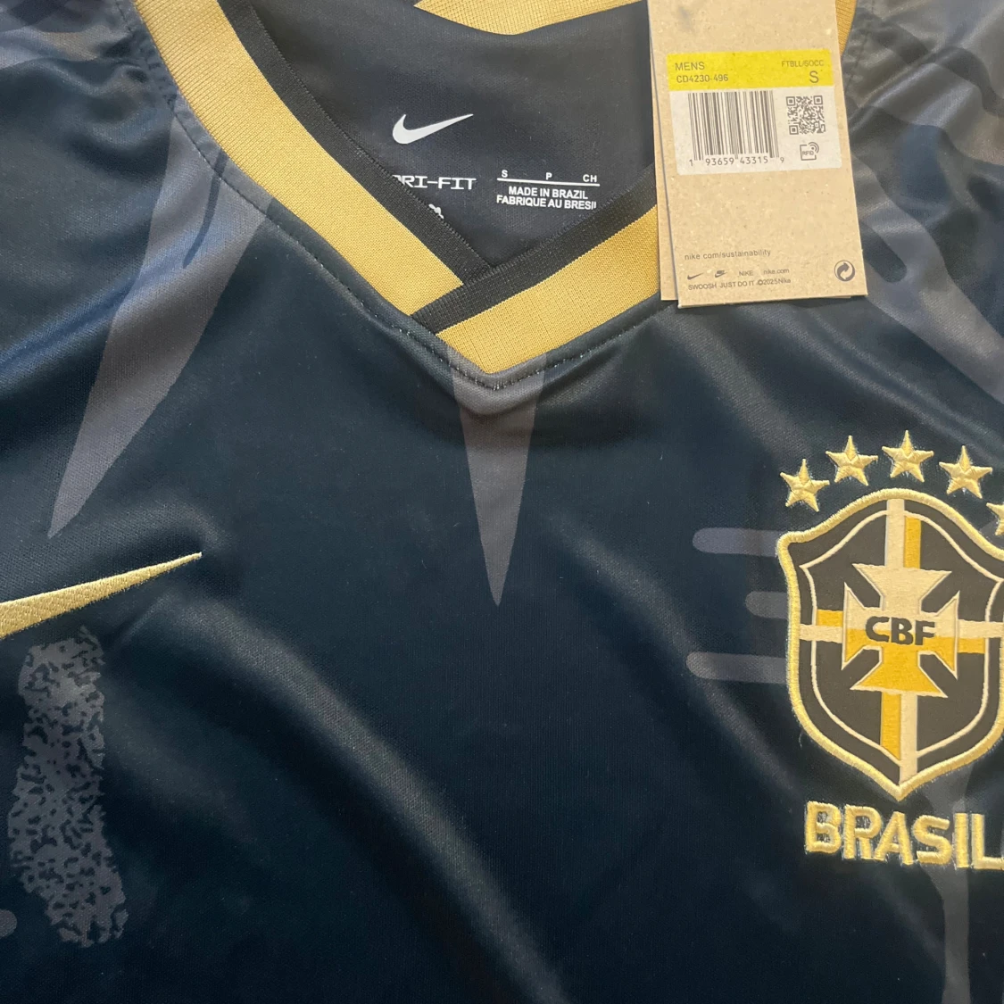 Svart Brasil Nike fotbollströja S - 2