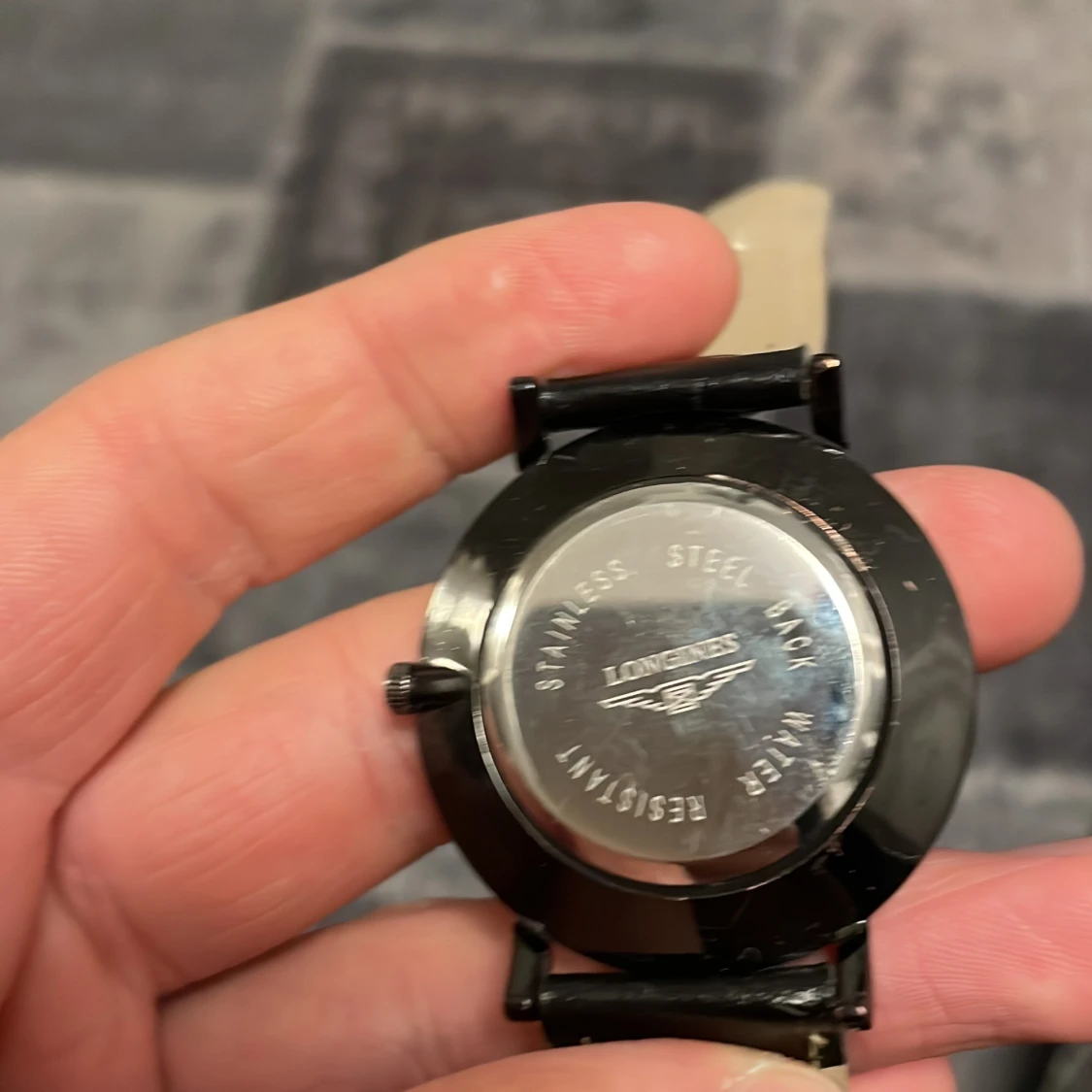 Longines svart klocka med blå urtavla - 1