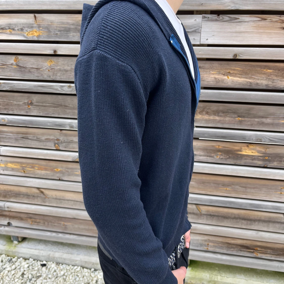  stickad hoodie med dragkedja - 2