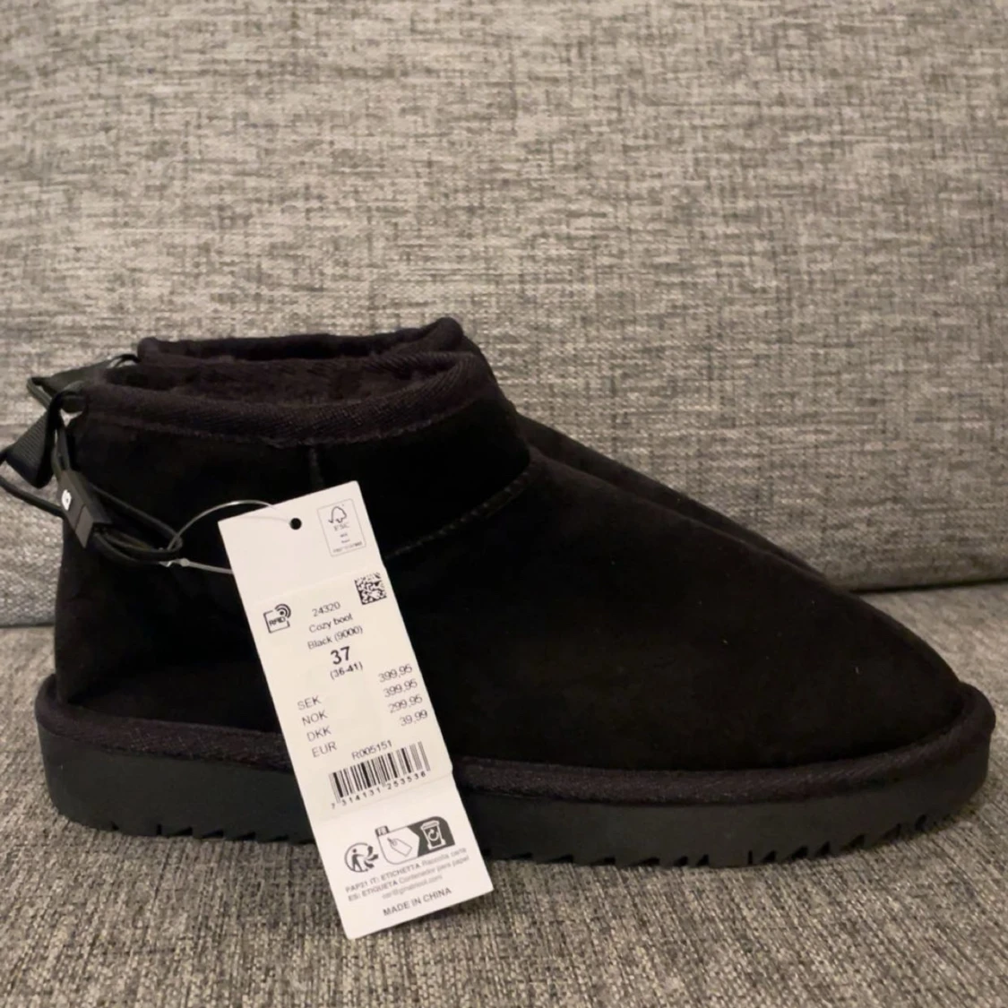 Svarta cozy boots i mocka, stl 37 - 1