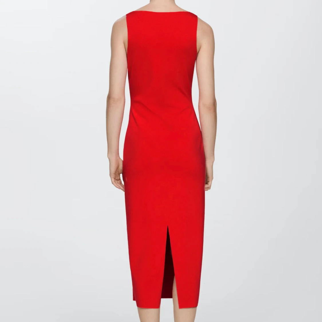 Röd ärmlös långklänning - 1