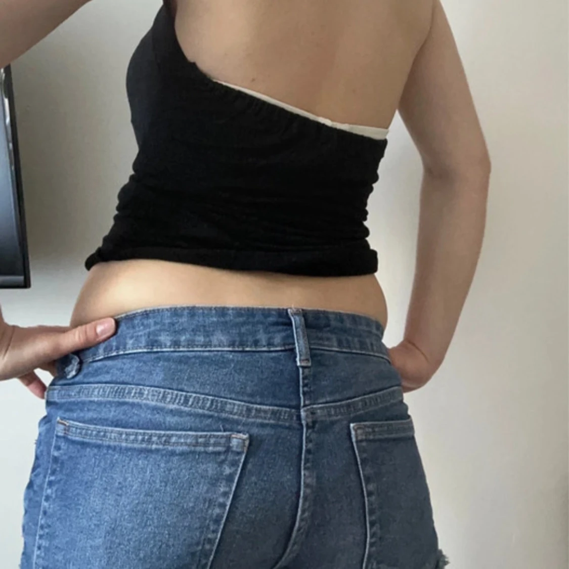 Lågmidjade jeansshorts - 1