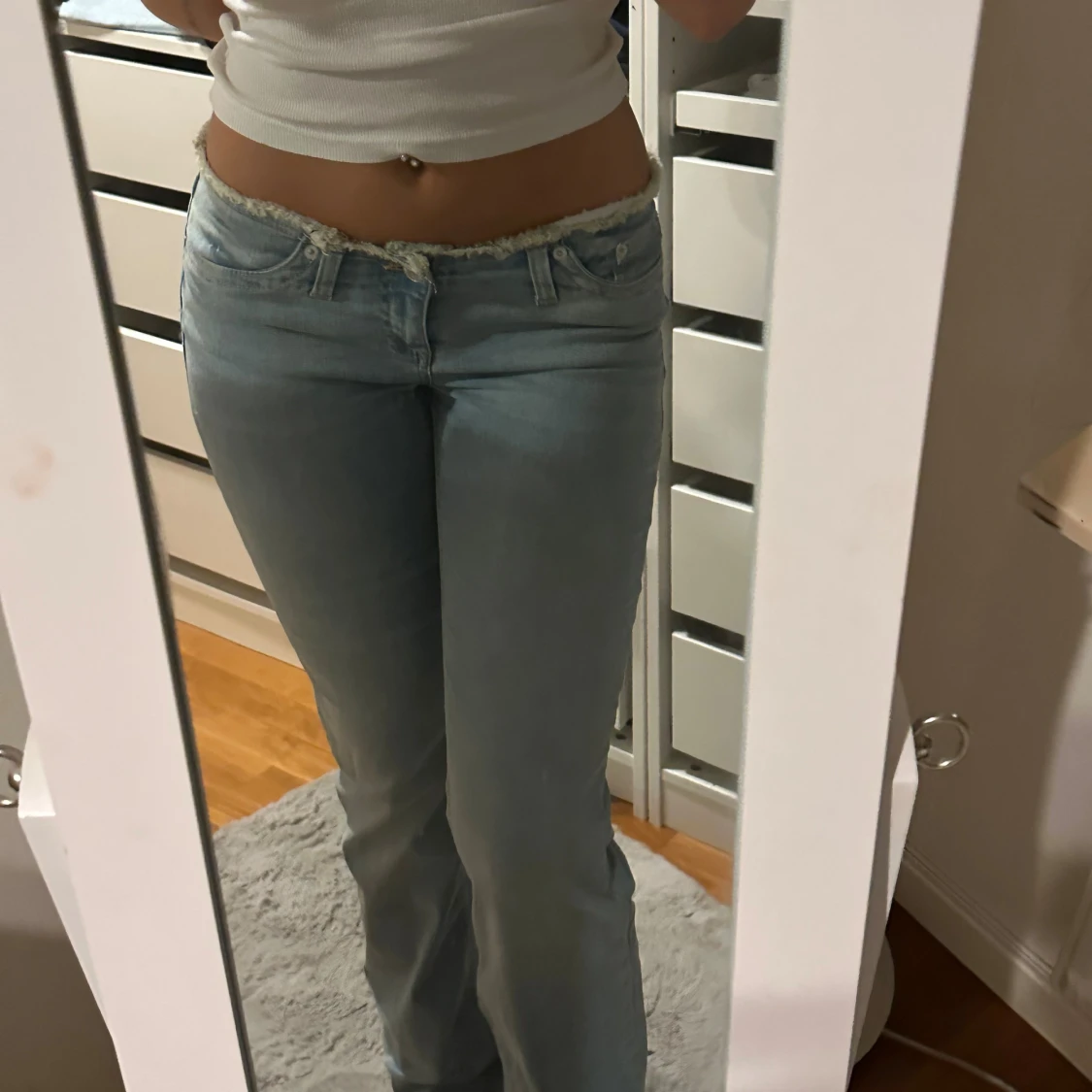 Ljusblå low waist bootcut jeans - 3