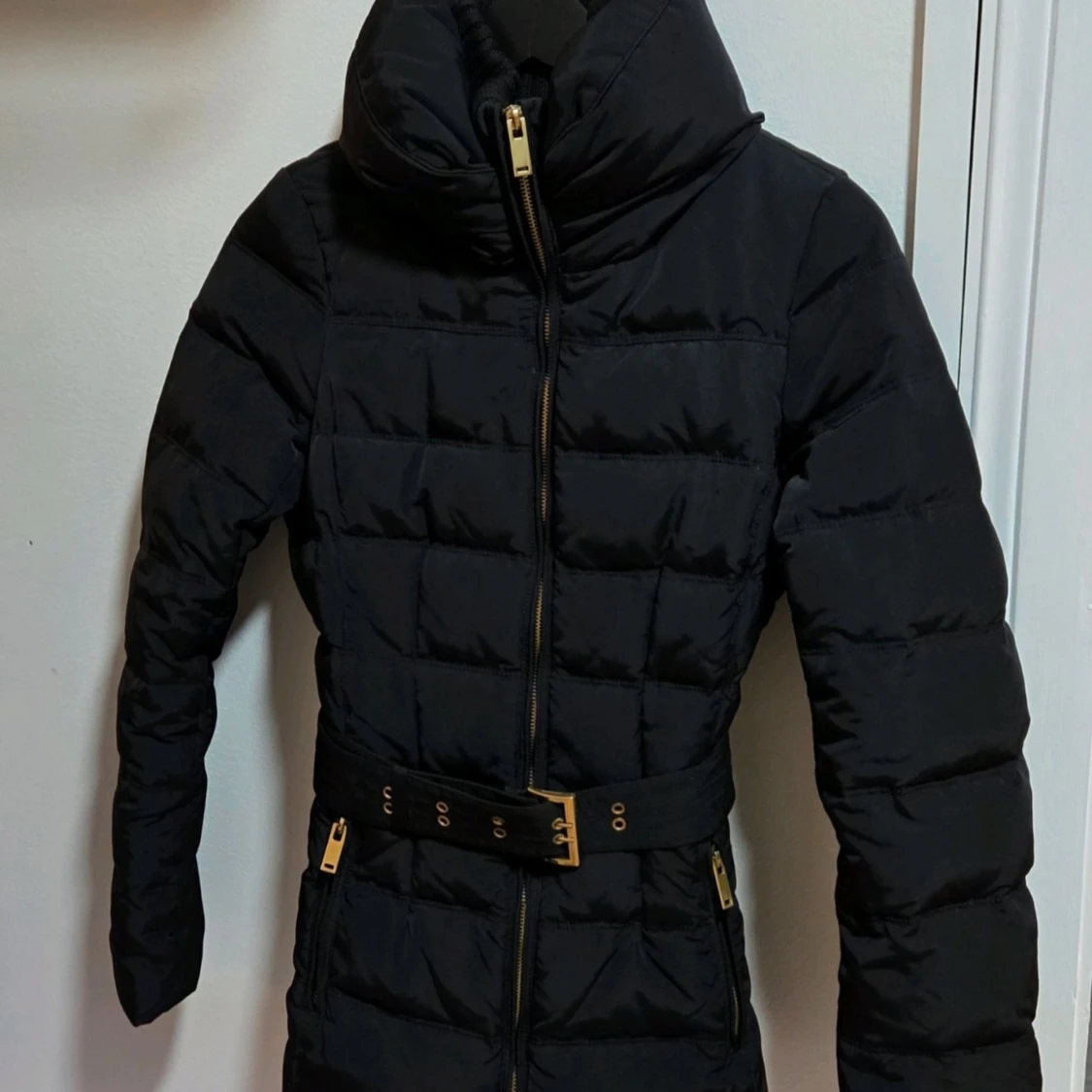 Zara Basic Dunjacka / Vinterjacka Stl S, Bälte & Hög Krage - 4