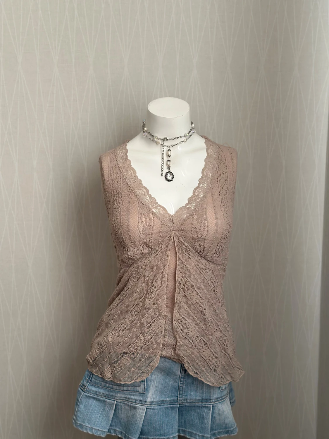 Beige spets top  - 4