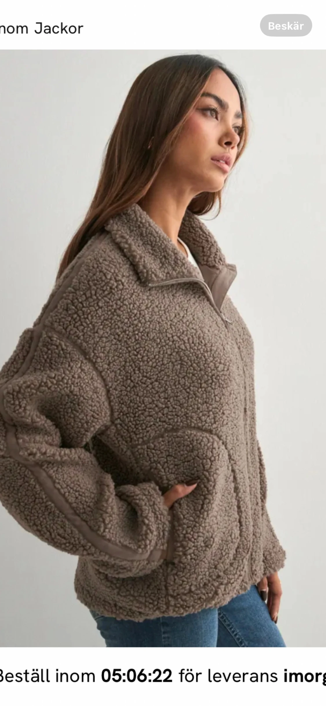 Brun teddyjacka från Nelly  - 3