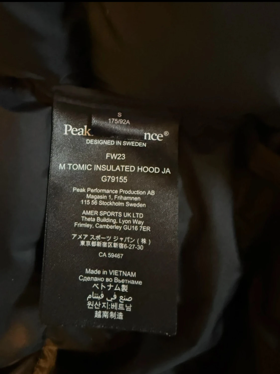 Svart Peak Performance dunjacka S - 2