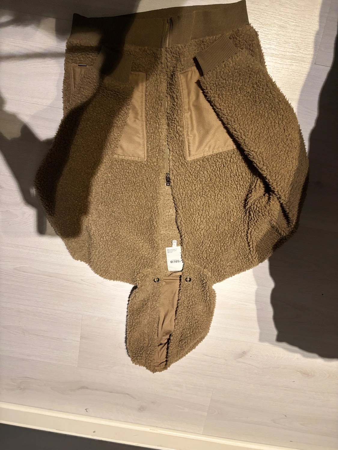 Brun/mörkgrön  teddyjacka med huva från Solid - 2