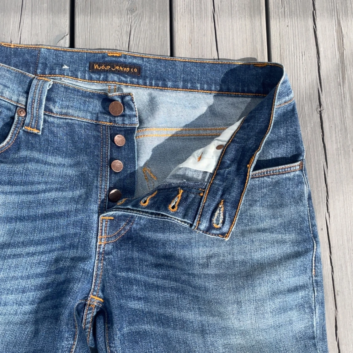 Blåa Nudie Grim Tim Jeans - 4