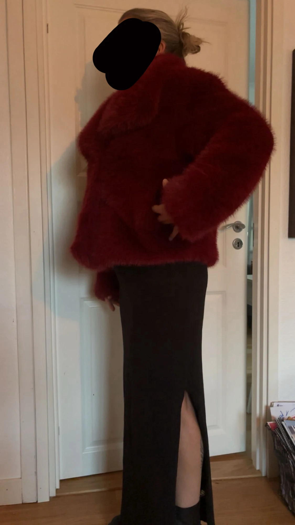Fin vinröd ”päls” jacka  - 3
