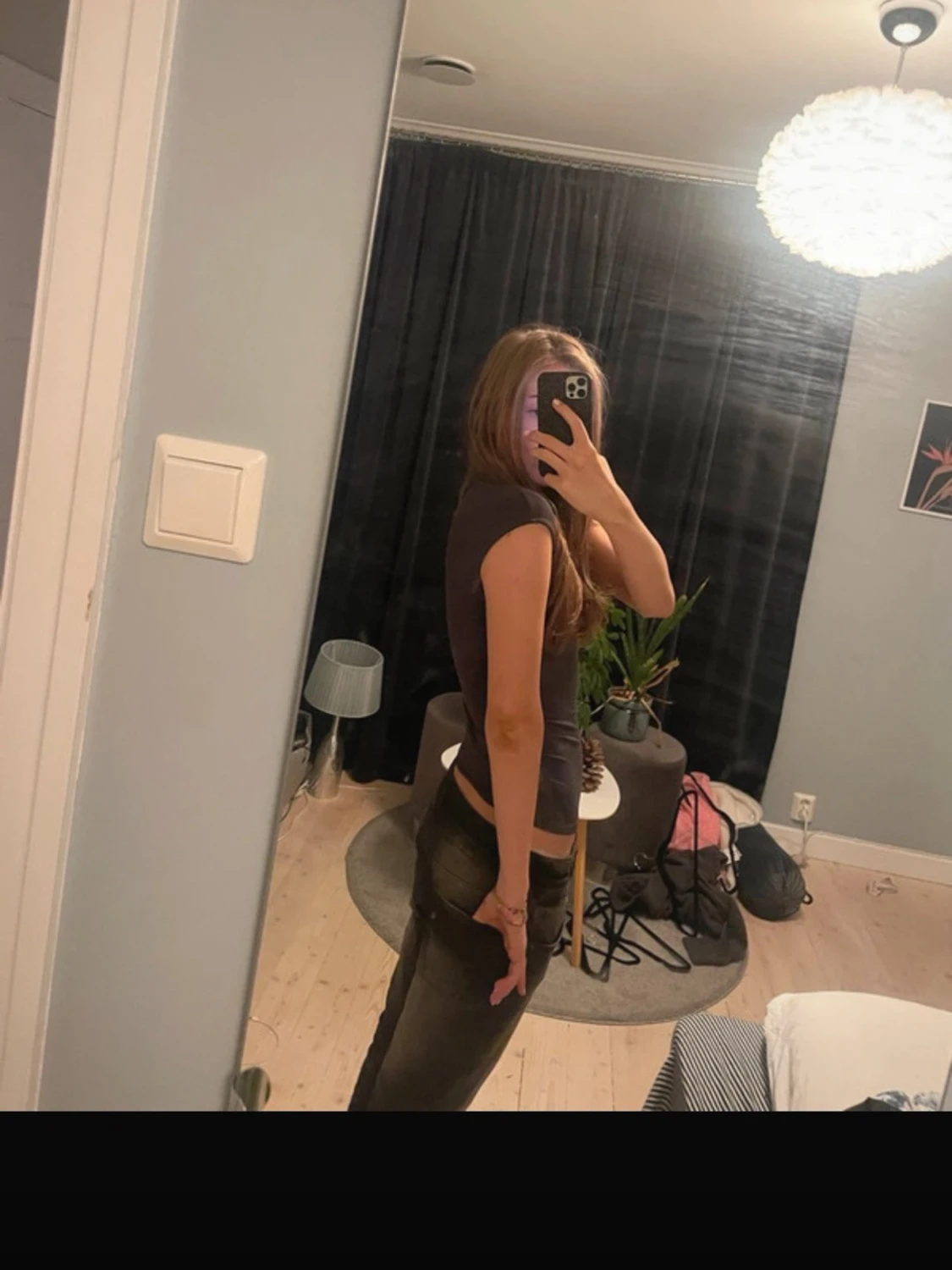 Mörkblå tight sleeve topp - 3