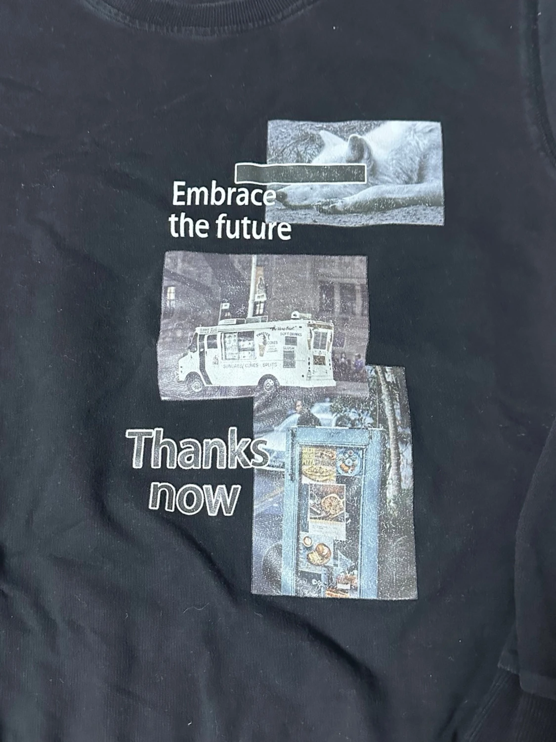 Svart sweatshirt med tryck - 1