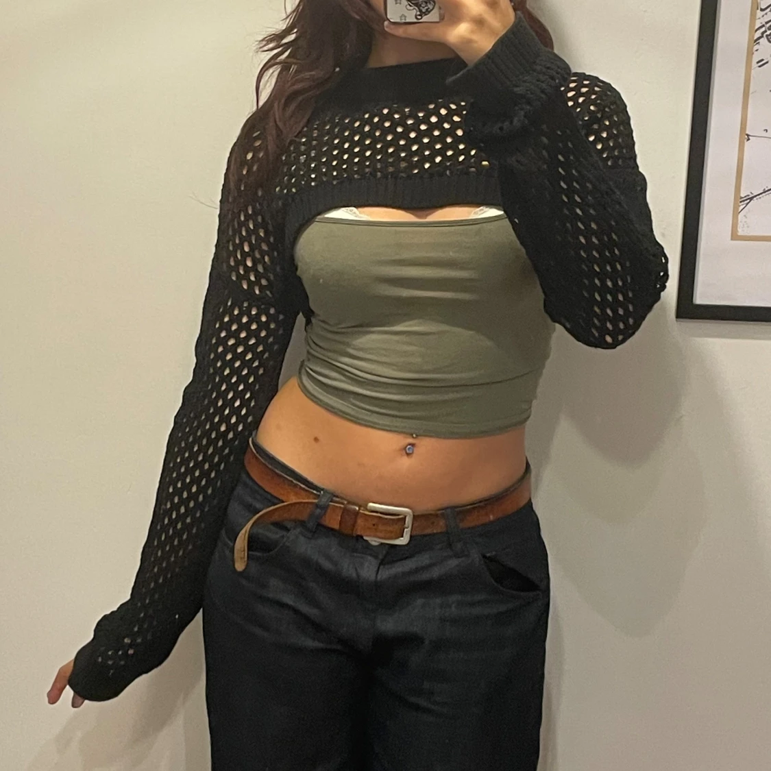 Svart croppad stickad tröja bolero