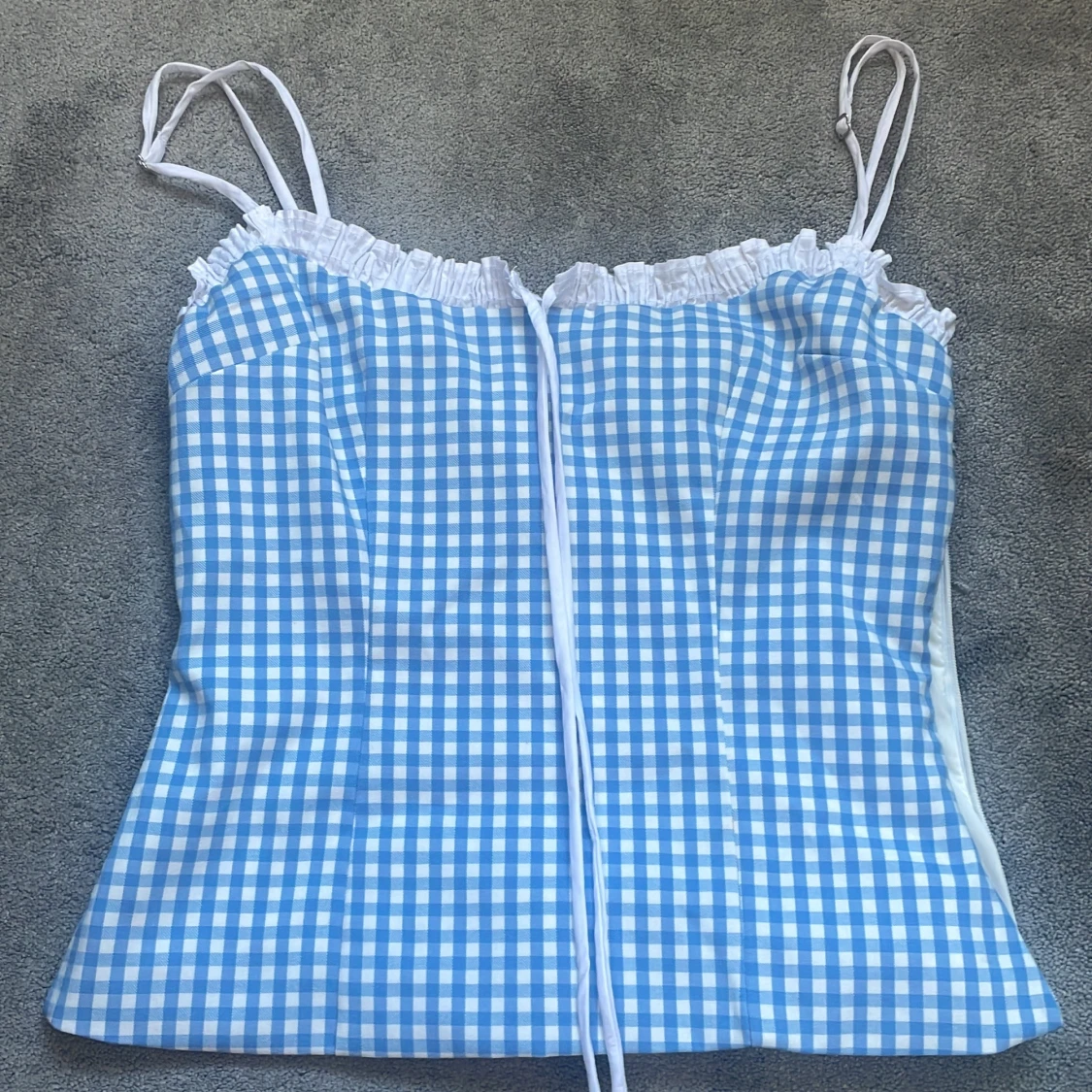 Blåvit rutig korsettopp från Zara