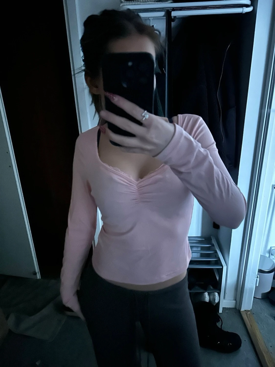 Ljusrosa långärmad topp - 1