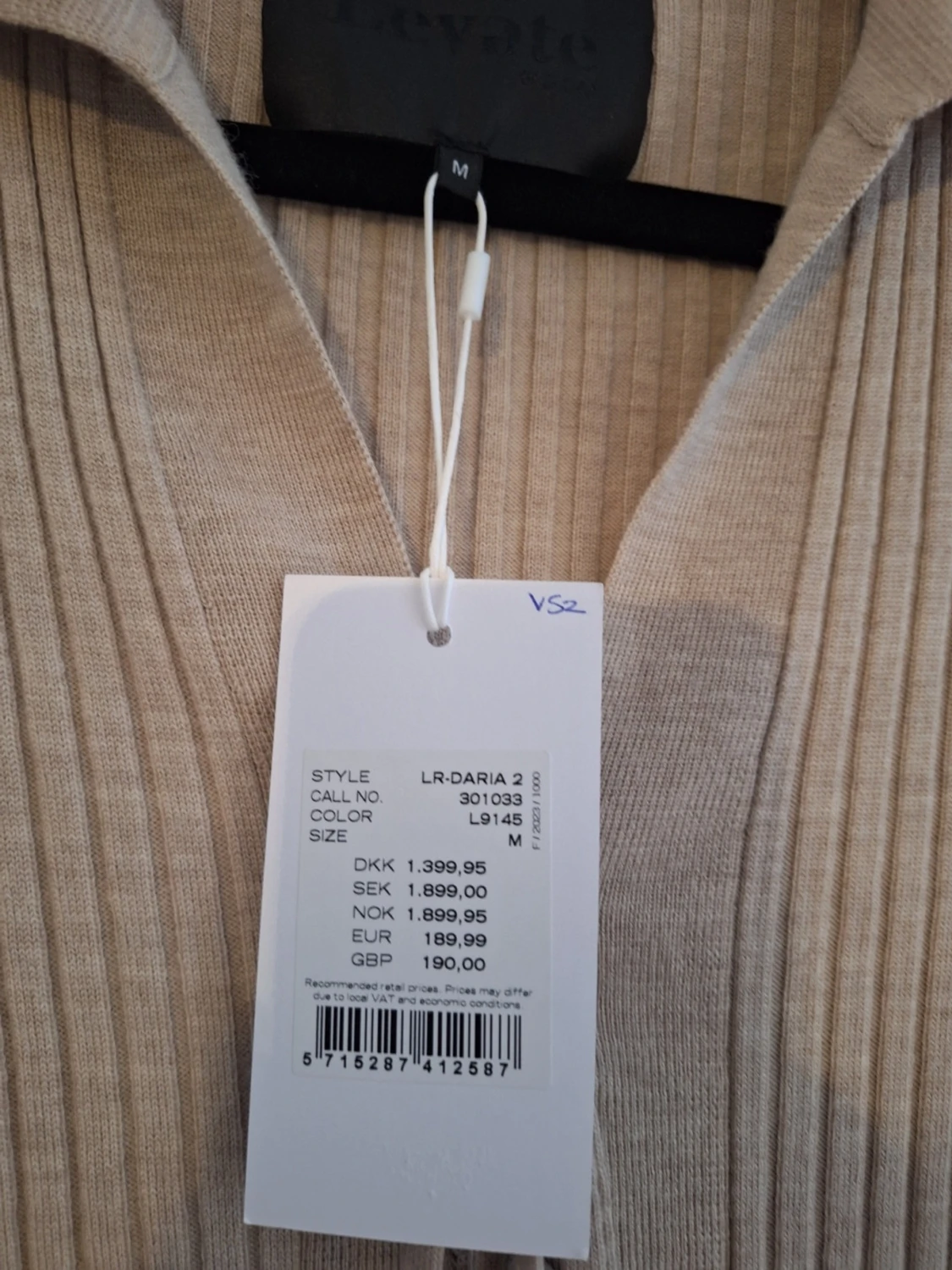 Ny Beige ribbad långklänning Levate Room i merinoull strl M.  - 5