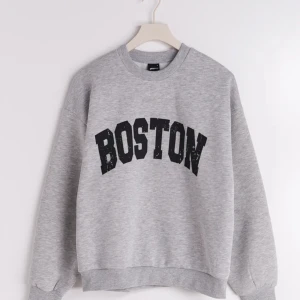 Grå sweatshirt  - Jätte mysig och skön grå sweatshirt med svart text på tröjan. Jätte fin och kan styla jätte bra. Tröjan är i storlek M men kan också passa en S.  Kostar 195 kr + frakt (men vi kan diskutera mer kring priset)