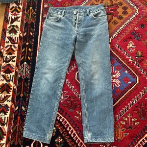 Blå lågmidjade jeans - Blå lågmidjade, straight leg, Rifle jeans, har aldrig använt.