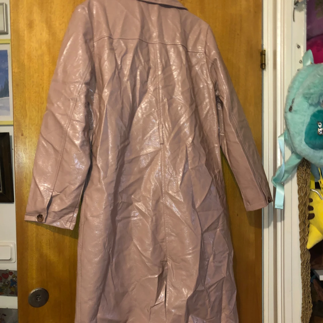 Rosa läder trenchcoat  - 91