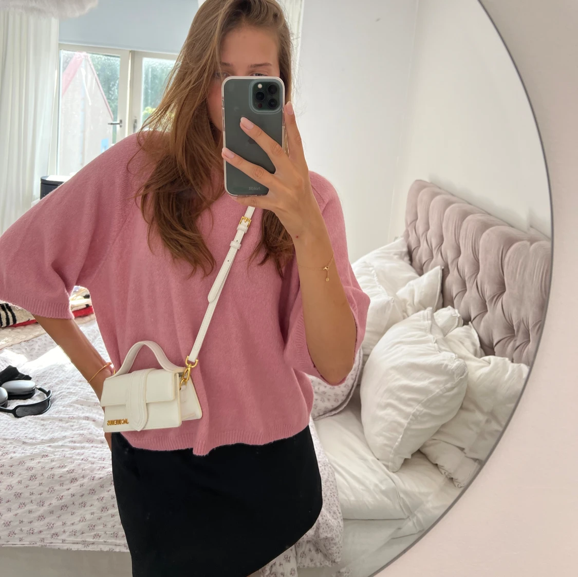 Rosa stickad tröja - 91