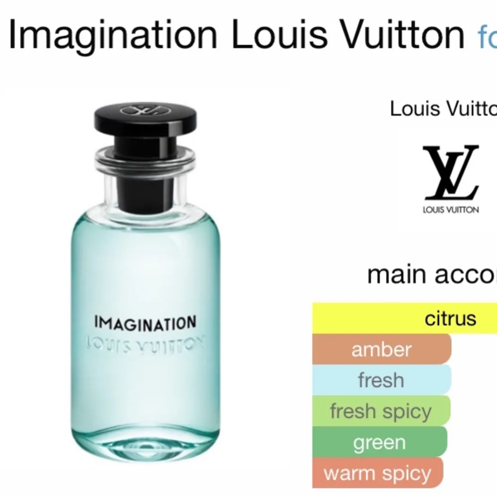 10 ML sample av Louis Vuitton Imagination. Denna parfymen har top noter av citron, bergamott och apelsin. Sedan mellan noter av ingefära och kanel. Denna parfym är perfekt för dig som vill dofta med klass och rikt. Skriv i DM för mer detaljer. . Övrigt.