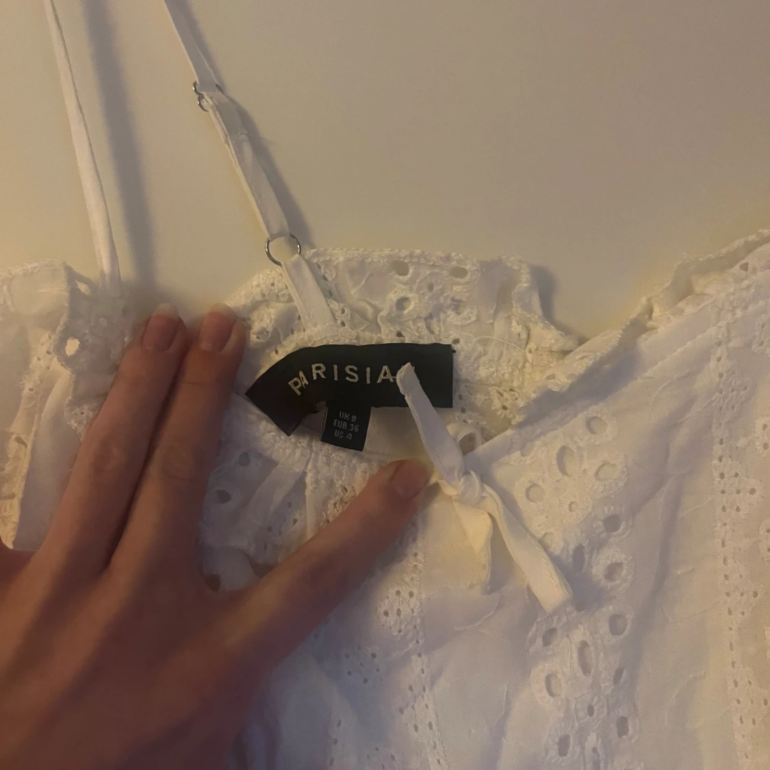 Vit kort sommar student broderi anglais klänning - 92