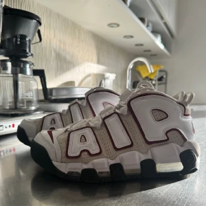 nike air uptempo 96 - tvääär snygga nike air uptempo 96 skor. vintage/ old school vibe med vinrött, vitt och beige mocka. st 38,5 men passar både 38 och 39. perfekt till våren/ sommarn. använda max 5 ggr, dunder skick. nypris över 2000