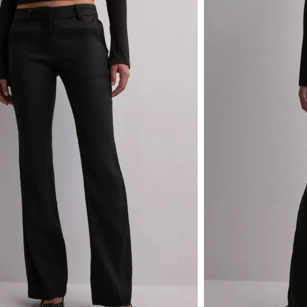 Svarta kostym/linnebyxor från Nelly Använda endast 1 gång, säljer pga de är för stora De är som sagt endast använda 1 gång och är som nya.  Nypris:499kr. Jeans & Byxor.
